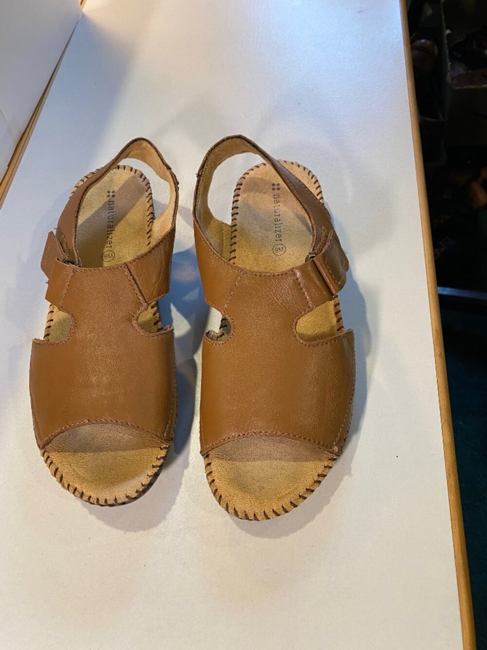 Naturalizer - Size 9M - Women's Tan "Scout" Leather Slingback Comfort Sandals